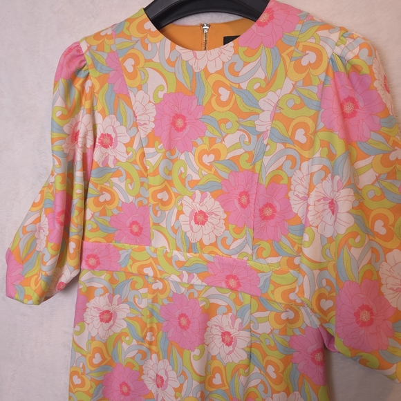 NWT Alexia Admor Moira Crewneck Mini Fit And Flare dress Bright 70's Retro Large - Picture 4 of 16